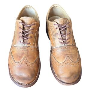 Bed Stu Lita Distressed Leather Wingtip Oxford Tan Cobbler Series Women's Sz 7.5